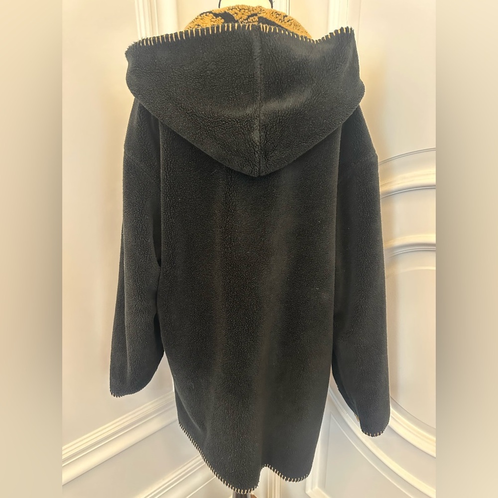 Vintage 1980s Cozy Fuzzy Reversible Brown Black Denali Polar Fleece Coat (Large) - Picture 12 of 13